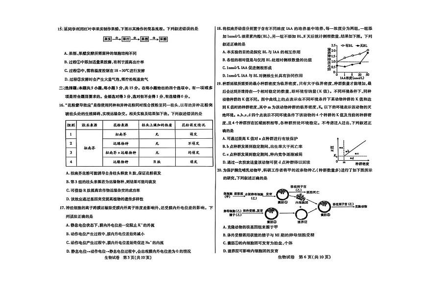 内蒙古包头市2026届高三上学期期中教学质量检测生物试卷（含答案）第3页