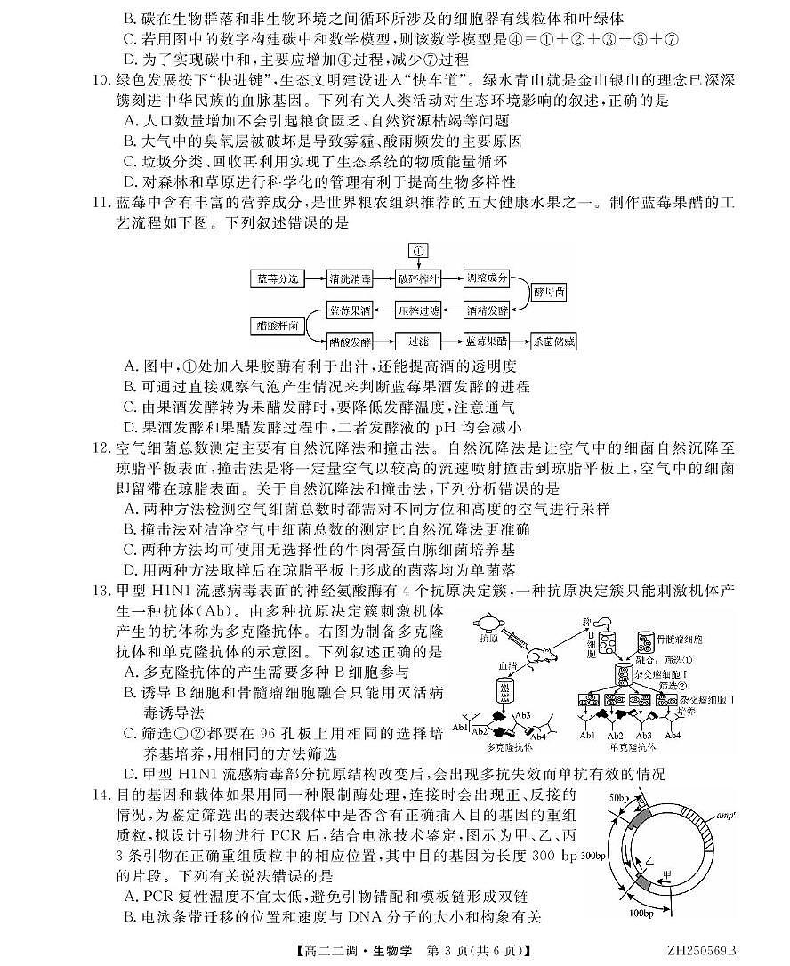 安徽省阜阳市第三中学2024-2025学年高二下学期二调月考生物试卷+答案第3页