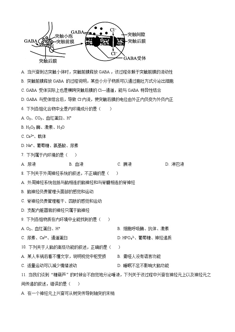精品解析：山西省朔州市怀仁市大地学校高中部2025-2026学年高二上学期9月第一次月考生物试卷B（原卷版）第2页