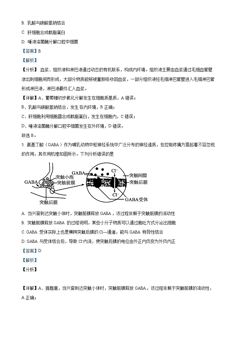 精品解析：山西省朔州市怀仁市大地学校高中部2025-2026学年高二上学期9月第一次月考生物试卷B（解析版）第3页