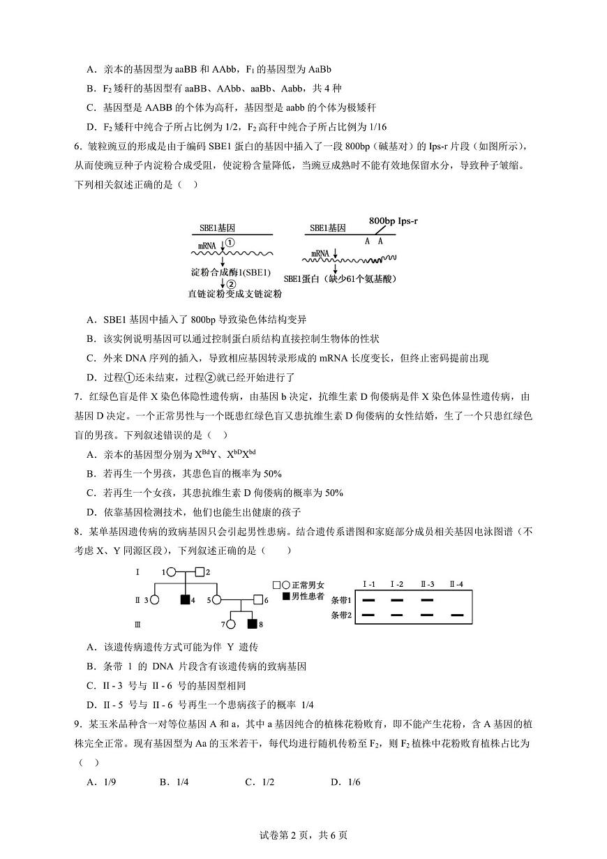 2027届高二上学期9月月考生物试卷第2页