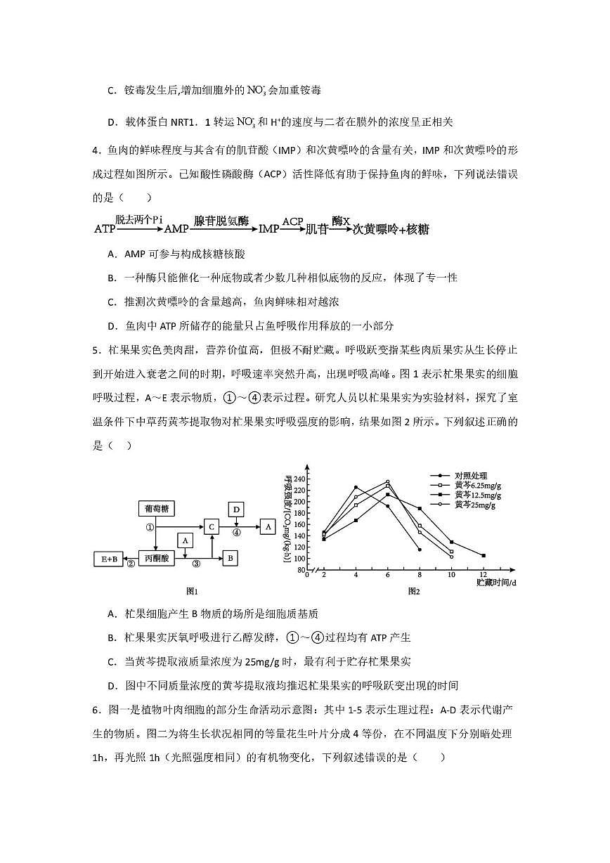 2025年下学期高三第三次月考生物试卷（原卷）第2页