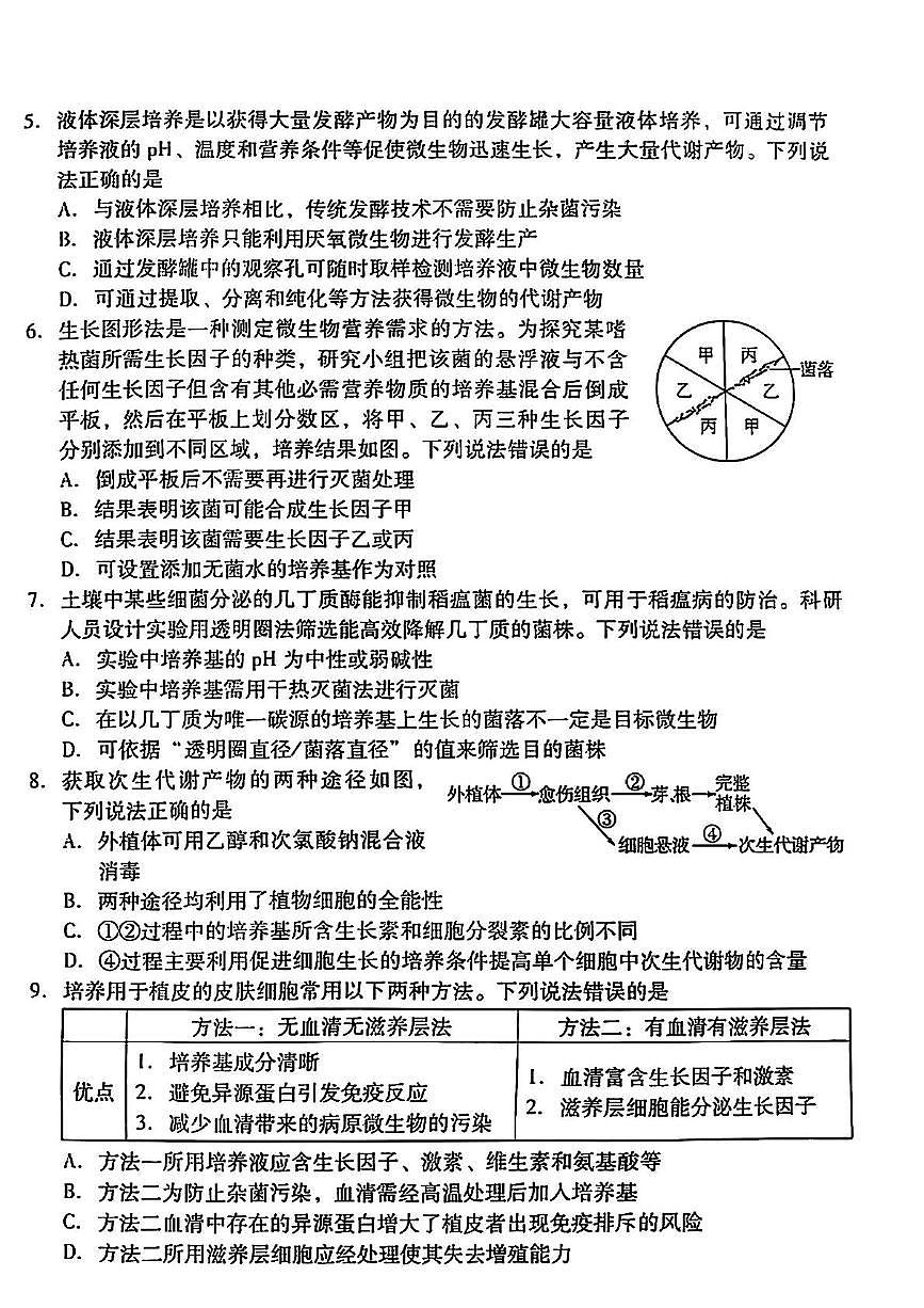 山东省潍坊市2024-2025学年高二下学期诊断性调研监测（5月期中）生物试卷（有答案）第2页