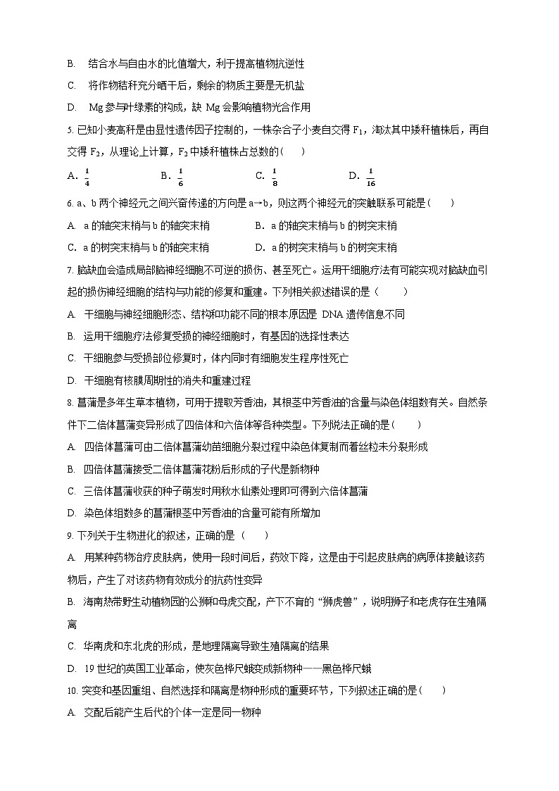 吉林省白城市实验高级中学2025-2026学年高二上学期10月月考生物试卷第2页
