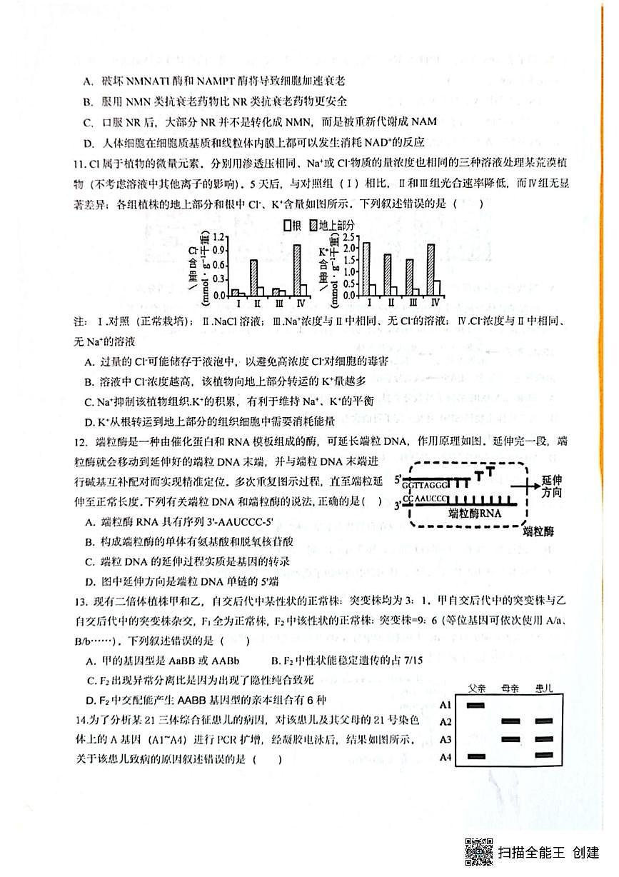 福建省漳州市第一中学2025-2026学年高三上学期第二次测试生物试题（月考）第3页