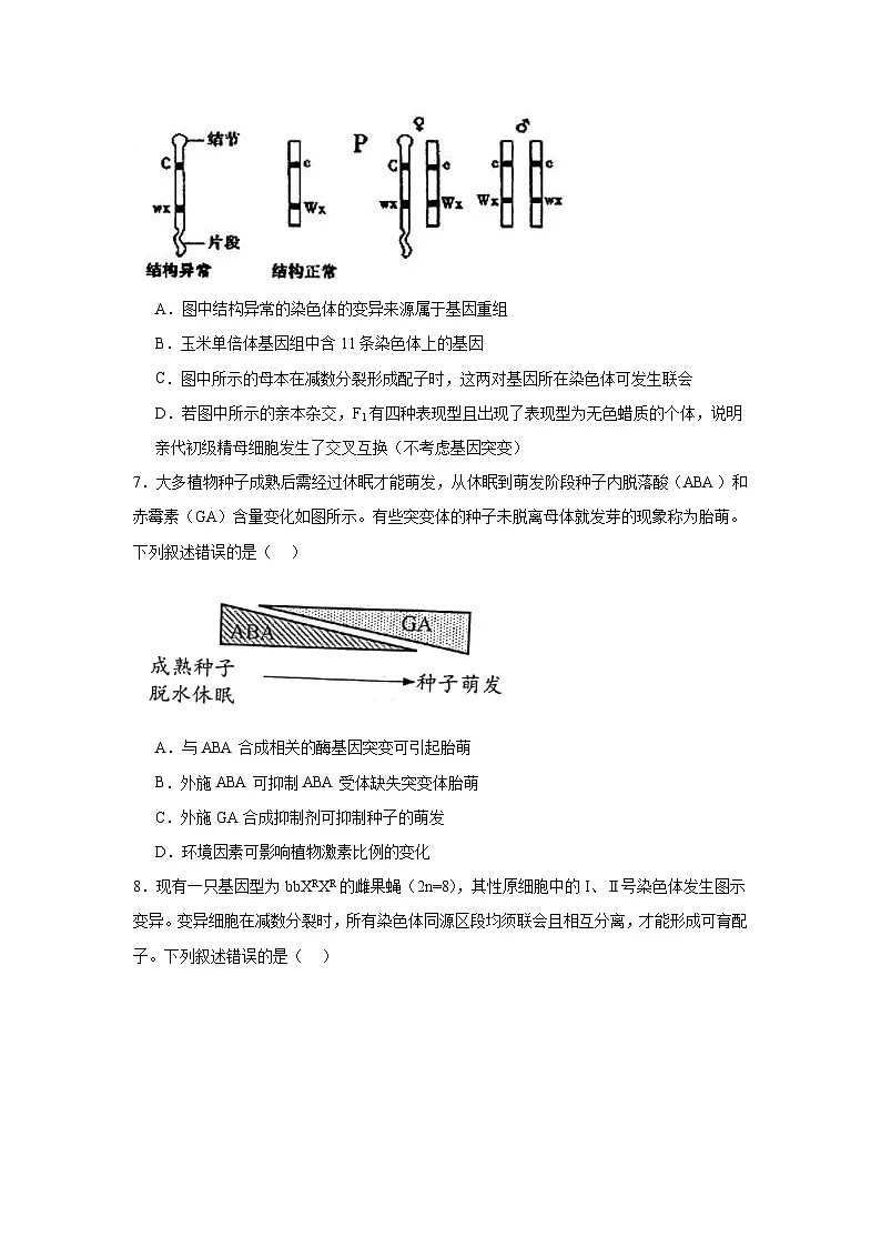 湖南省常德市汉寿县第一中学2024-2025学年高三上学期1月期末考试生物试题第3页