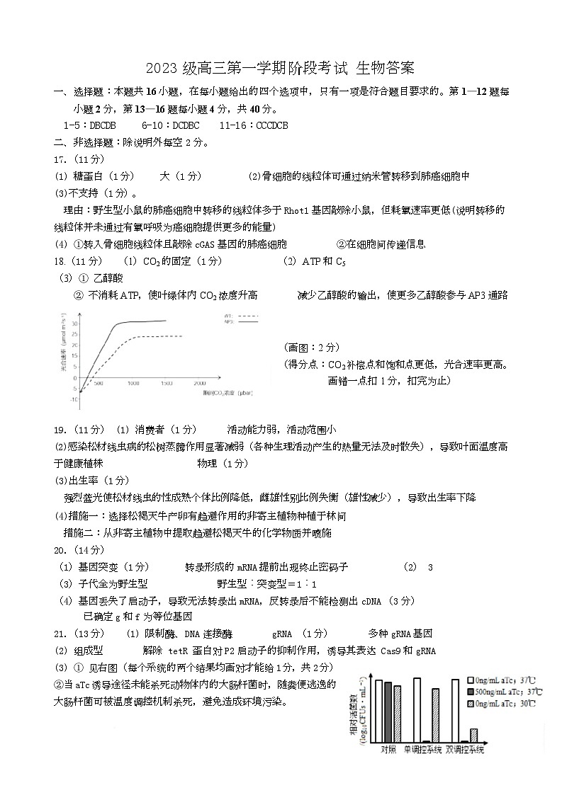 广东省汕头市金山中学2025-2026学年高三上学期10月阶段考试  生物  PDF版含答案、答题卡（可编辑） 生物阶段考答案第1页