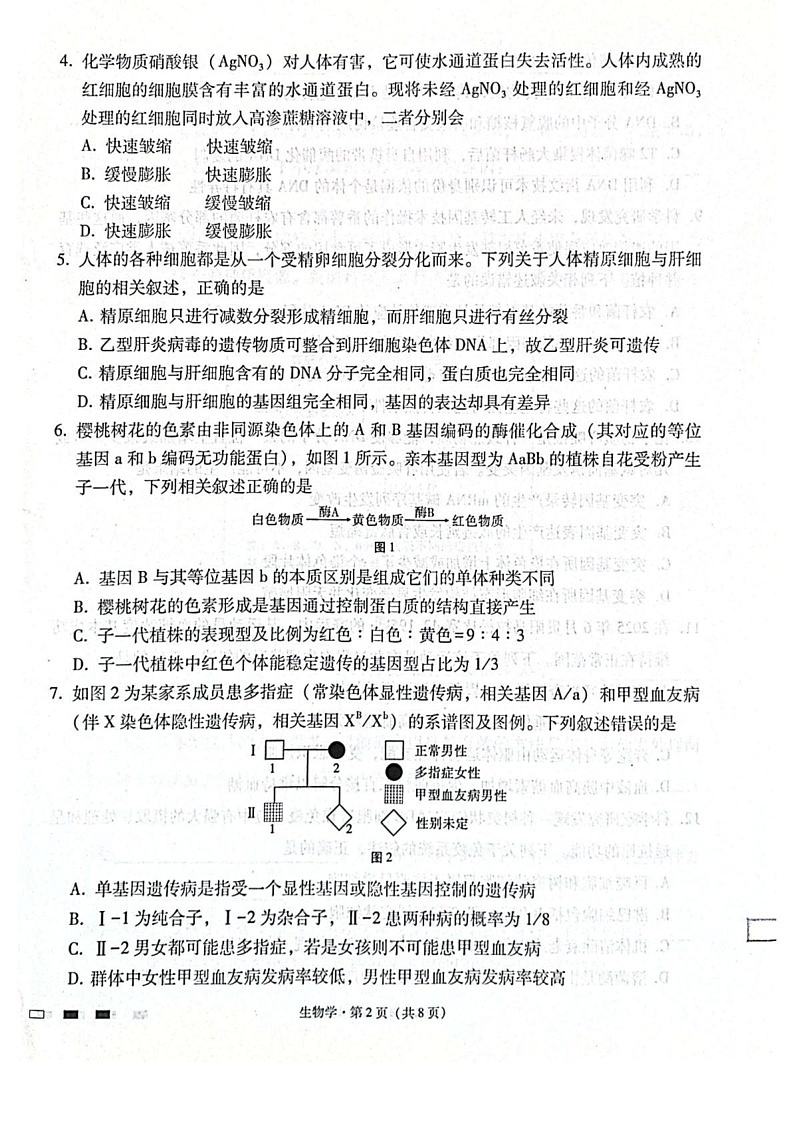 贵州省贵阳市第一中学2025-2026学年高三上学期高考适应性10月考试生物试卷第2页