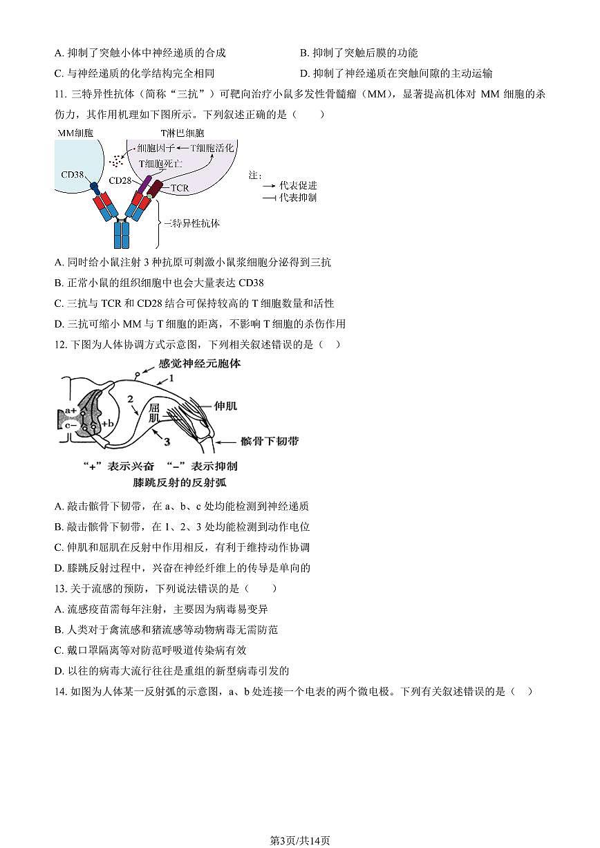 2023北京延庆高二（上）期中生物试卷（教师版）第3页