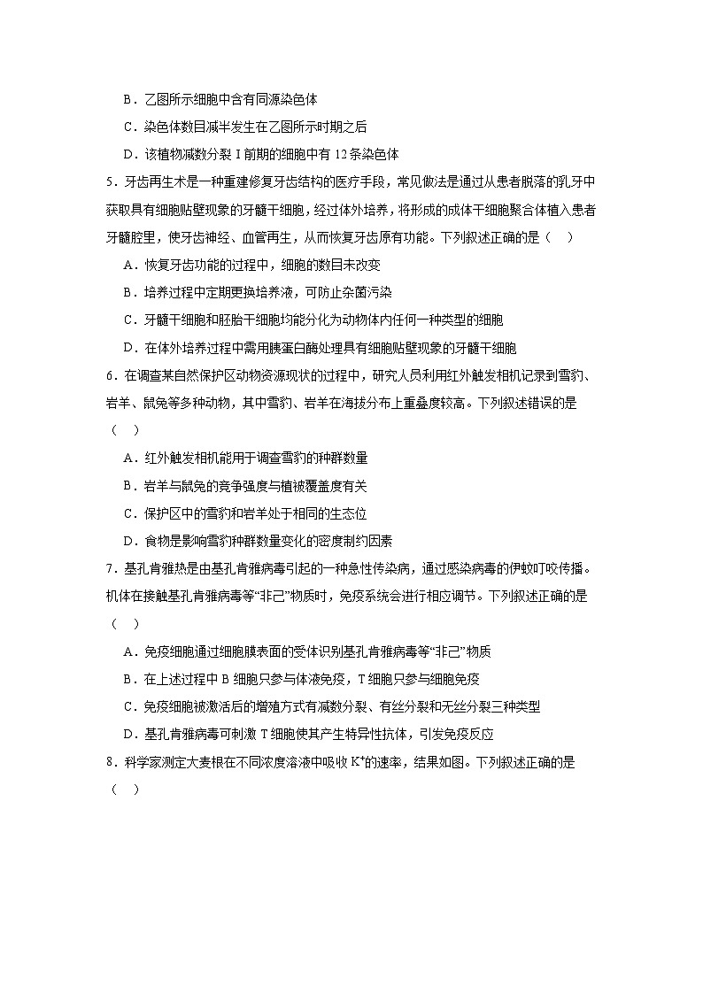 2025-2026学年广西壮族自治区南宁市高中毕业班摸底测试生物试题（无答案）第2页