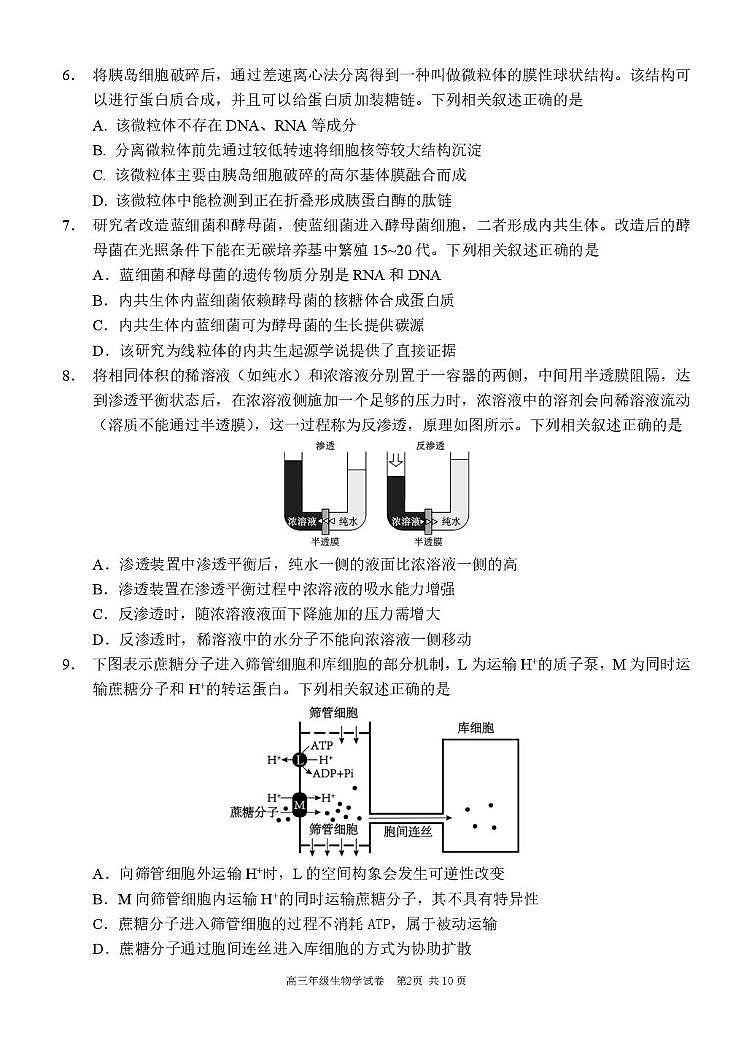辽宁省沈阳市东北育才学校等校2025-2026学年高三上学期联合考试生物试卷（月考）第2页