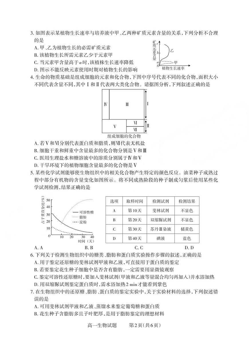 山西省晋中市部分学校2025-2026学年上学期高一年级10月阶段性测试生物试题第2页