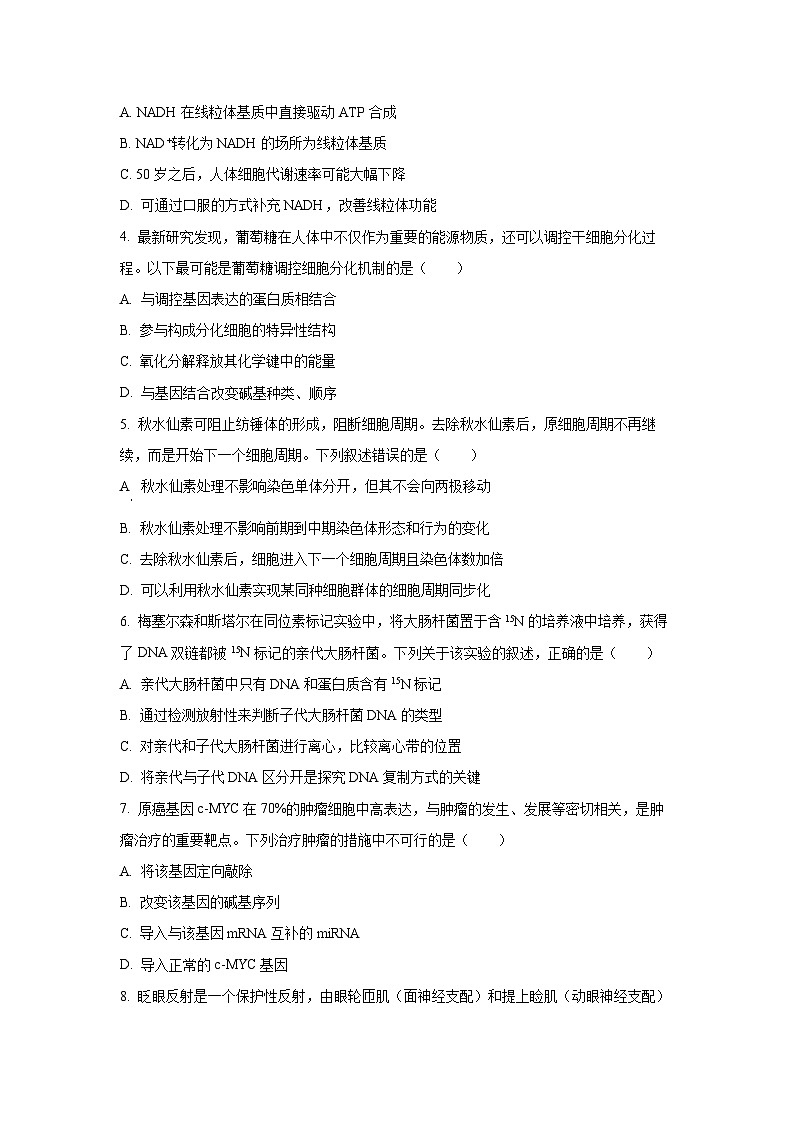 河南省天一大联考2025-2026学年高三上学期调研考试生物试卷（学生版）第2页