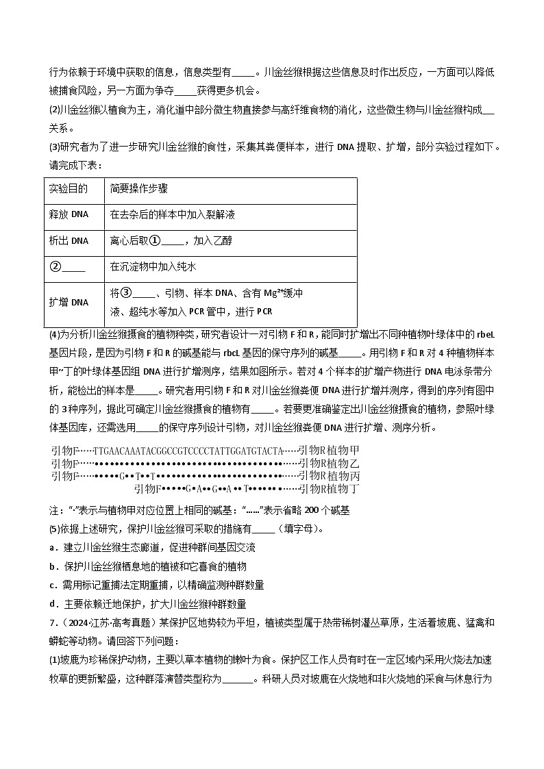 备战2026年高考近五年(2021-2025)高考生物真题分类汇编(江苏专用)专题09生物与环境(学生版+解析)第3页