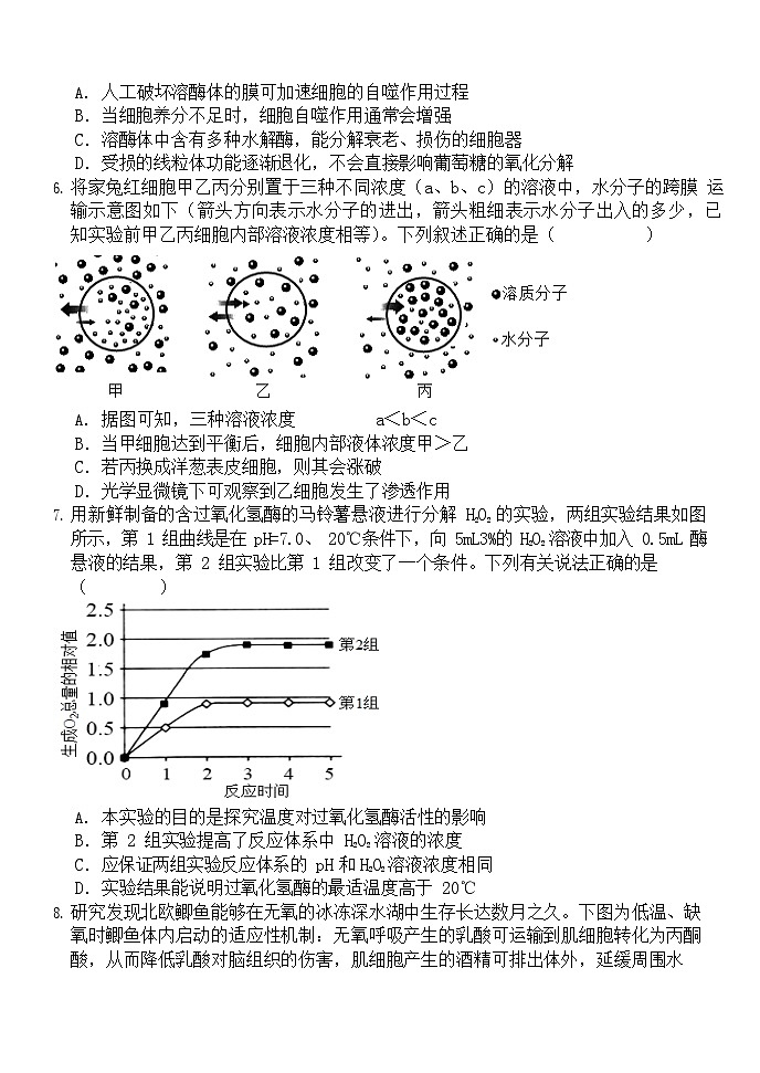 河北省保定市唐县第一中学2025-2026学年高一上学期10月月考生物试卷第2页