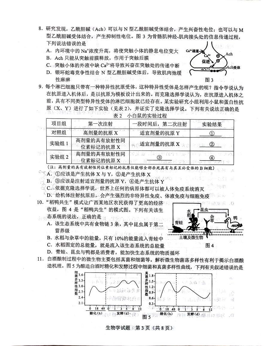 广西壮族自治区柳州市部分学校联考2025-2026学年高三上学期10月月考生物试题第3页