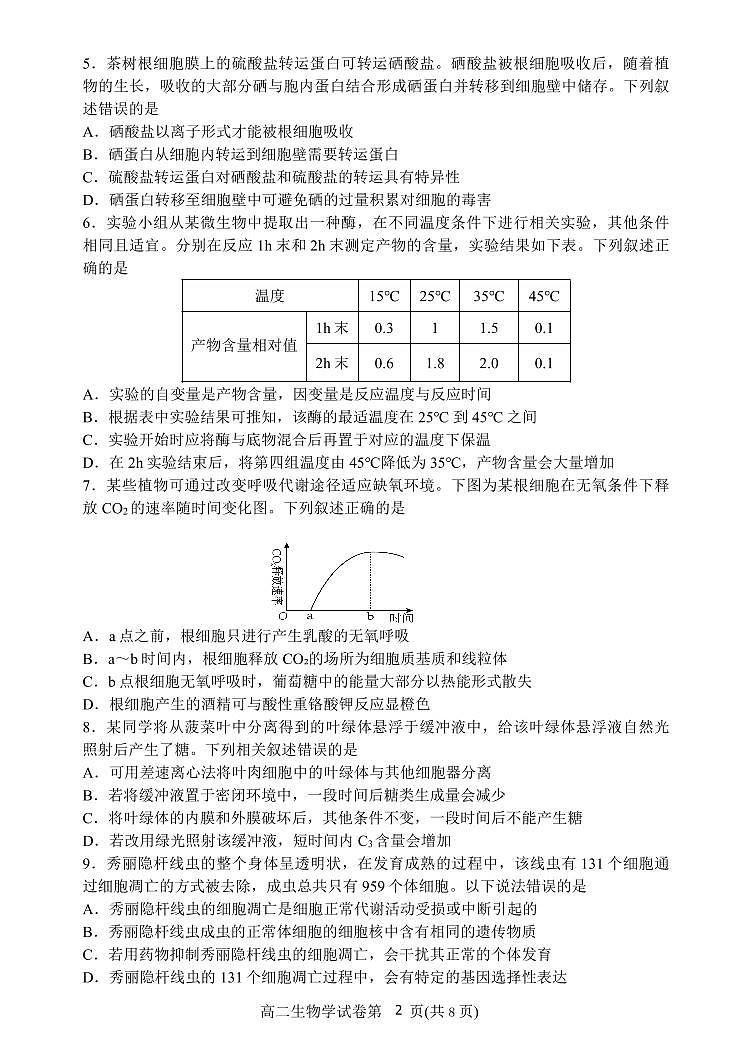 辽宁省丹东市2024-2025学年高二下学期期末教学质量监测生物试卷第2页