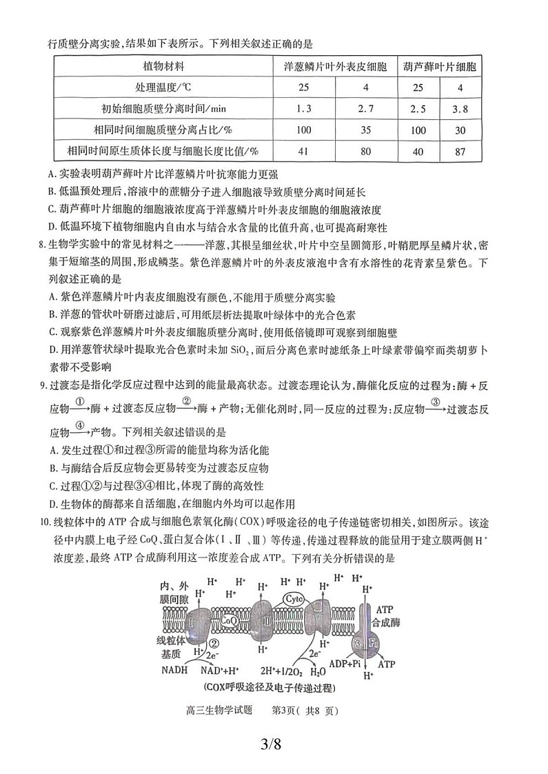 河南省信阳市2025-2026学年高三上学期10月考试生物试卷第2页