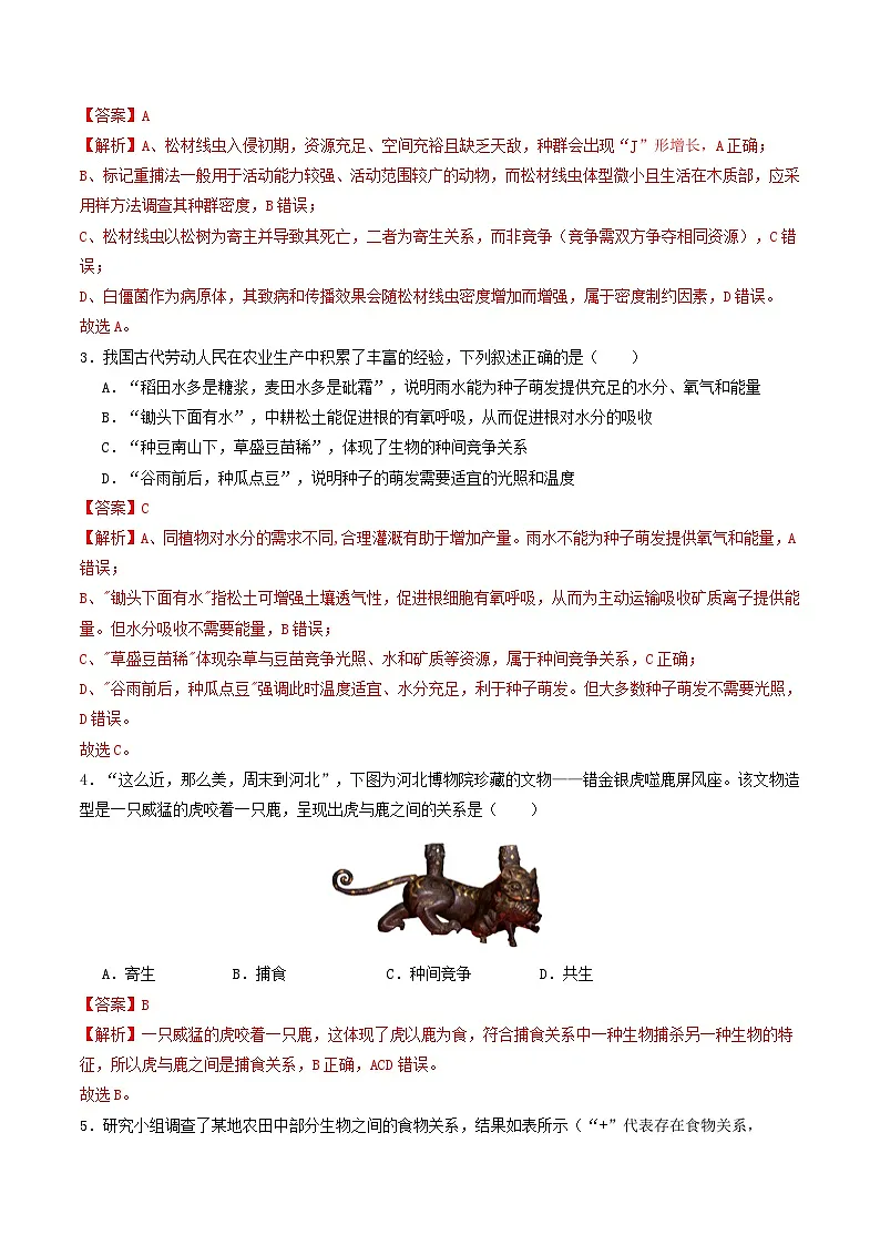 第33讲 群落（专项训练）（解析版）第2页