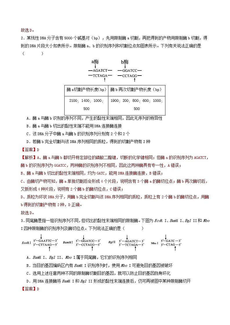 第42讲 基因工程以及生物技术的安全性和伦理性问题（专项训练）（解析版）第2页