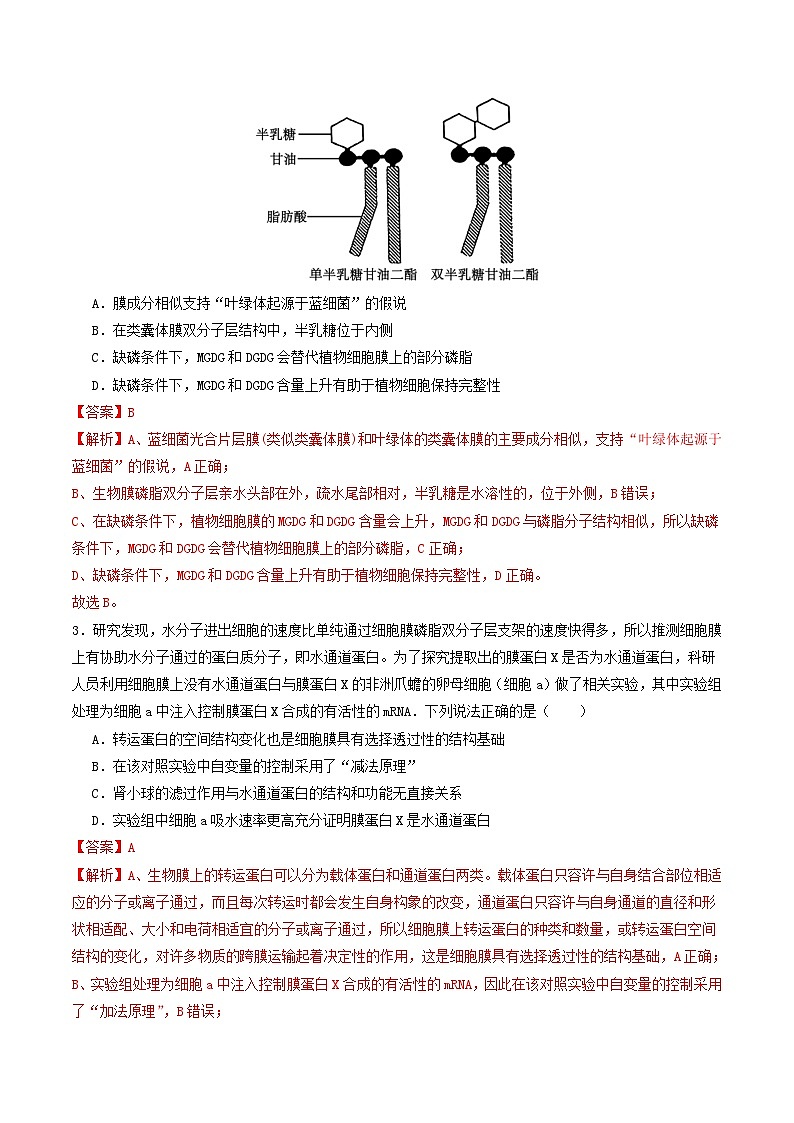 第二单元 细胞的结构、功能和物质运输（综合训练）（解析版）（全国通用）第2页