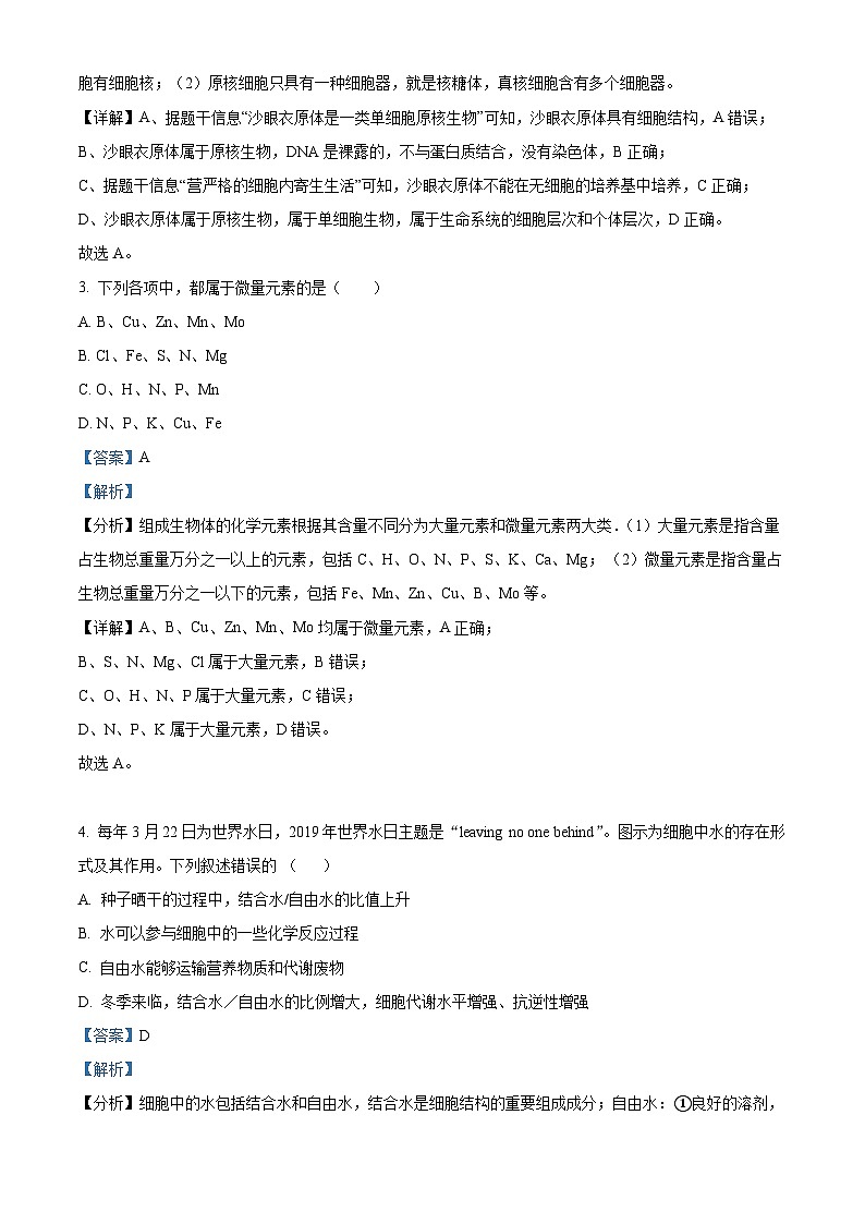 内蒙古通辽市第一中学2025-2026学年高一上学期第一次月考生物试题（解析版）第2页