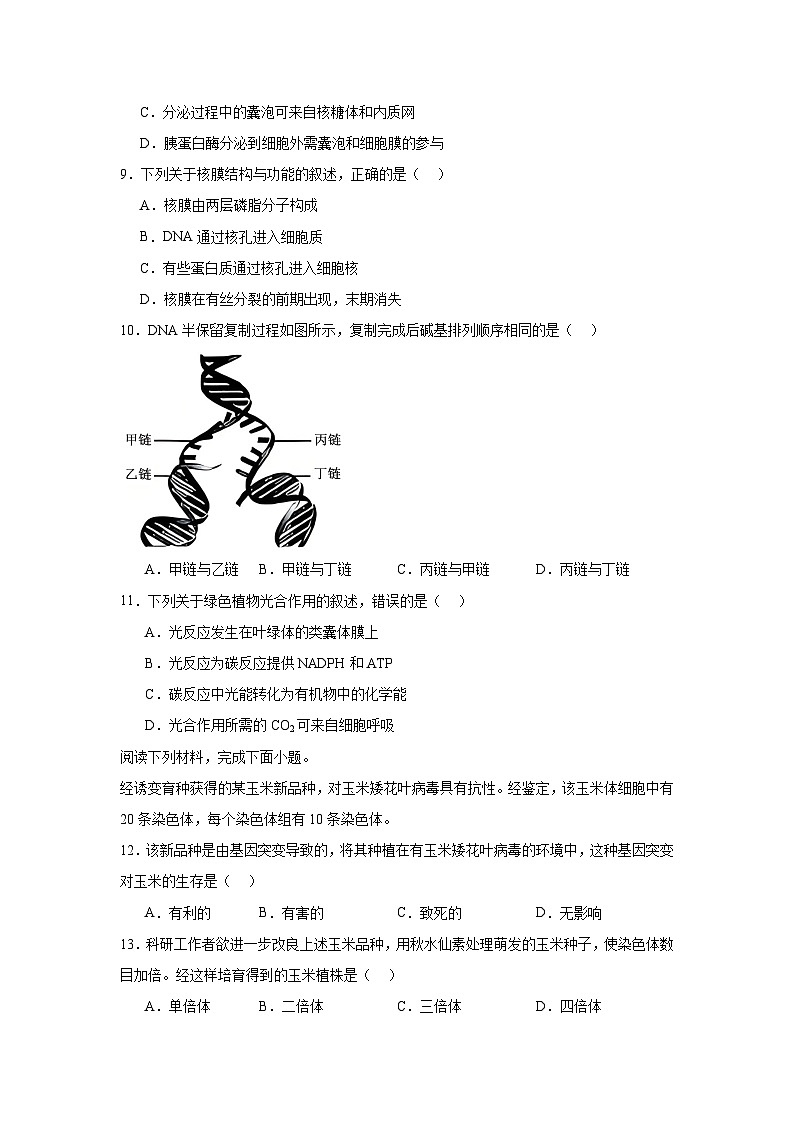 2025年7月浙江省高中学业水平考试生物试题卷（附答案解析）第2页