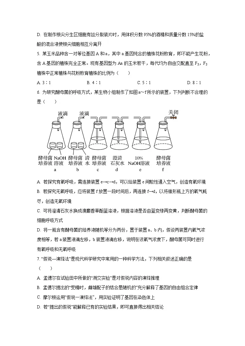 【生物】黑龙江省黑河市龙西北名校联盟2024-2025学年高一下学期7月期末试题（学生版）第2页