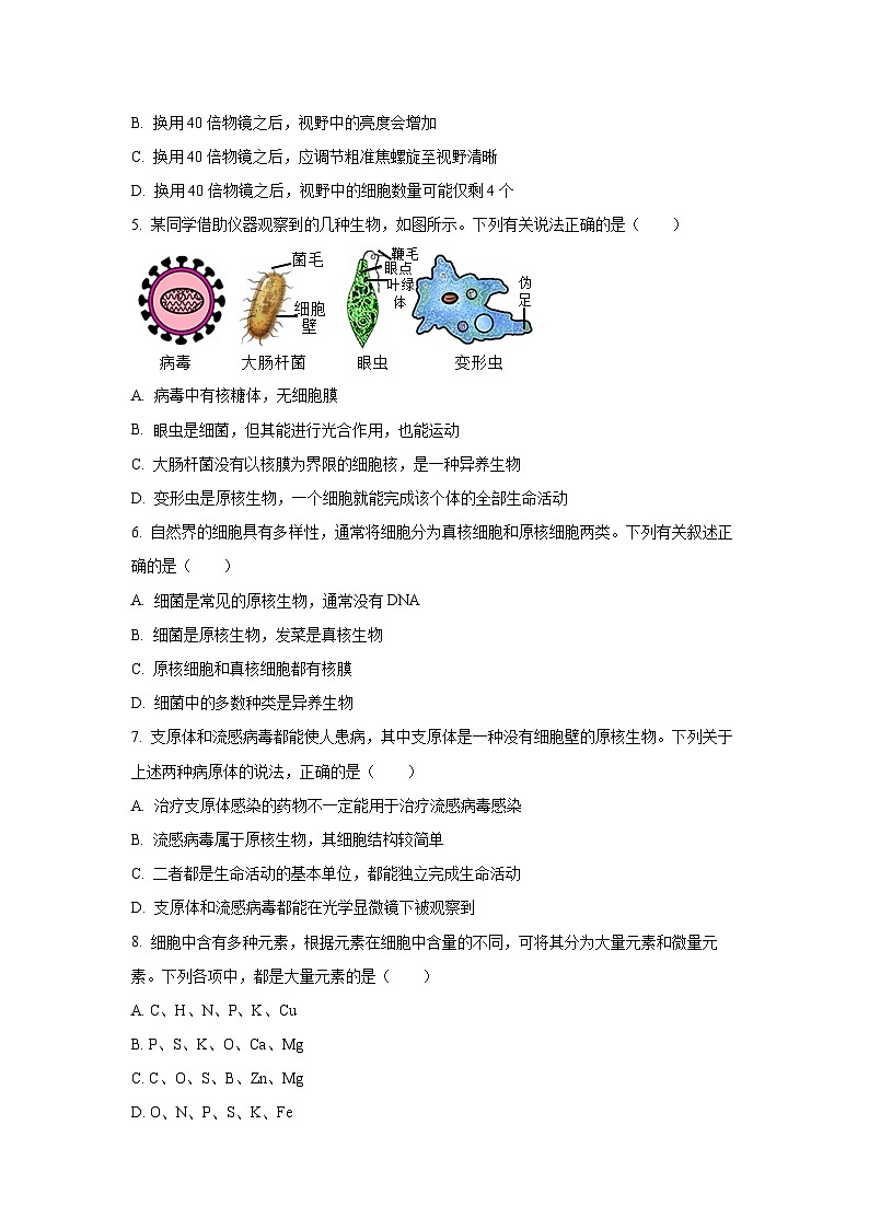 【生物】江西省多校联考2024-2025学年高一上学期10月月考试题（学生版）第2页