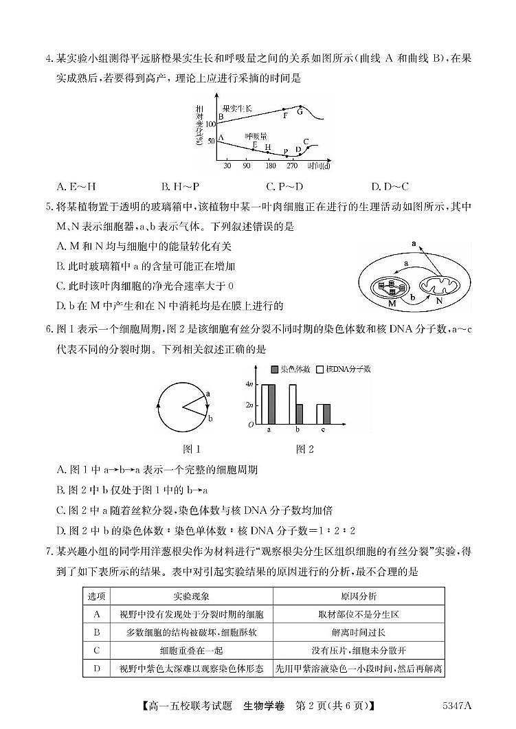 广东省惠州仲恺中学等五校2024-2025学年高一下学期4月联考生物试卷（有答案）第2页