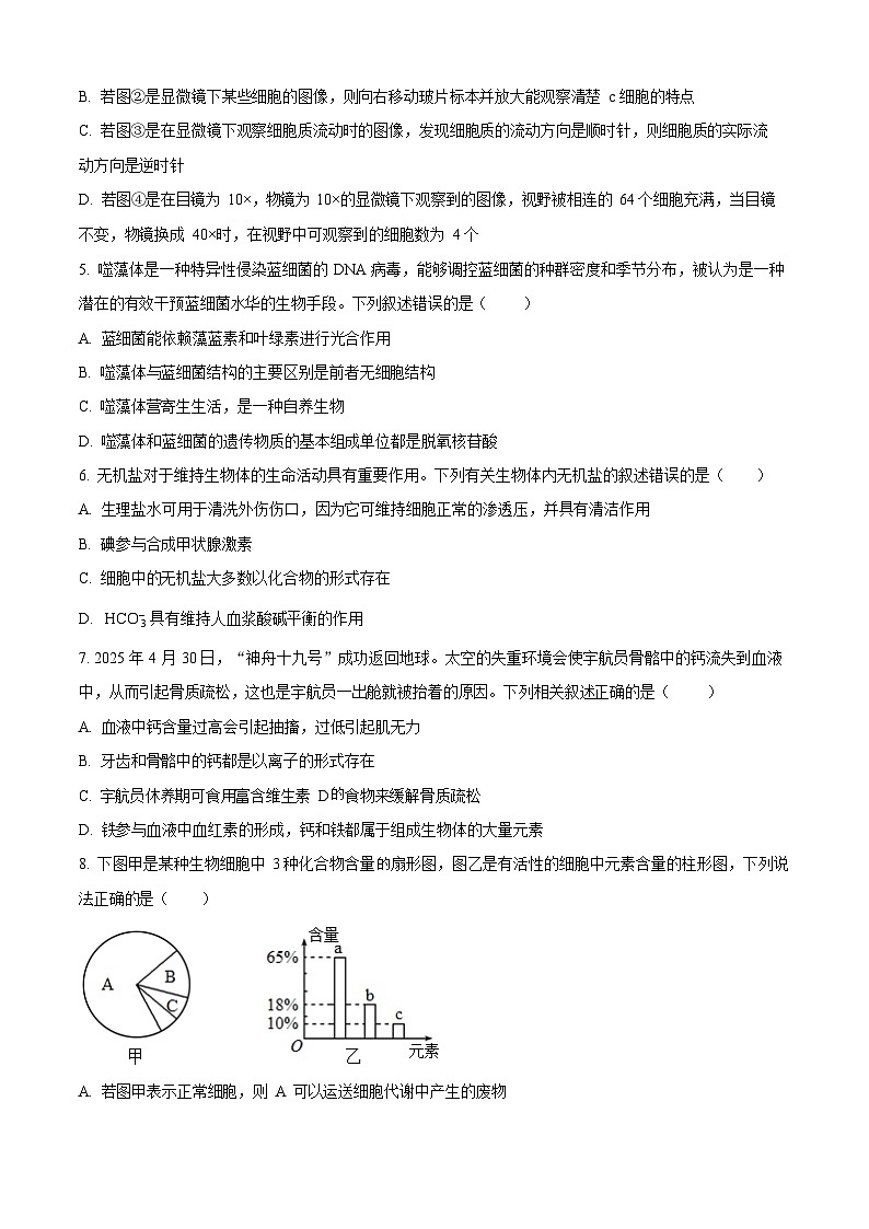 辽宁省沈阳市第一二0中学2025-2026学年高一上学期10月考试生物试卷第2页