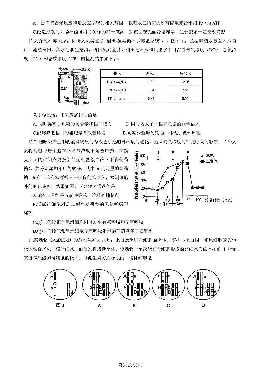 2025福建高考真题生物（教师版）第3页