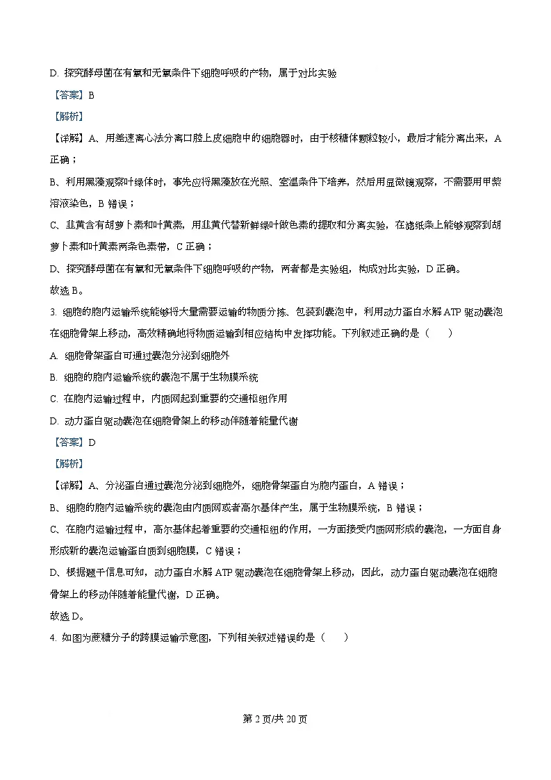 湖南省多校联考2026届高三上学期10月月考生物试题 Word版含解析第2页