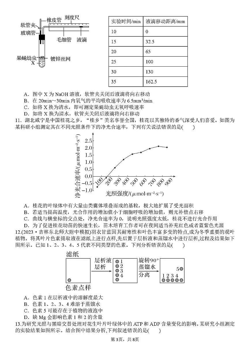 四川省内江市多校联考2026届高三上学期10月月考生物试卷+答案第3页
