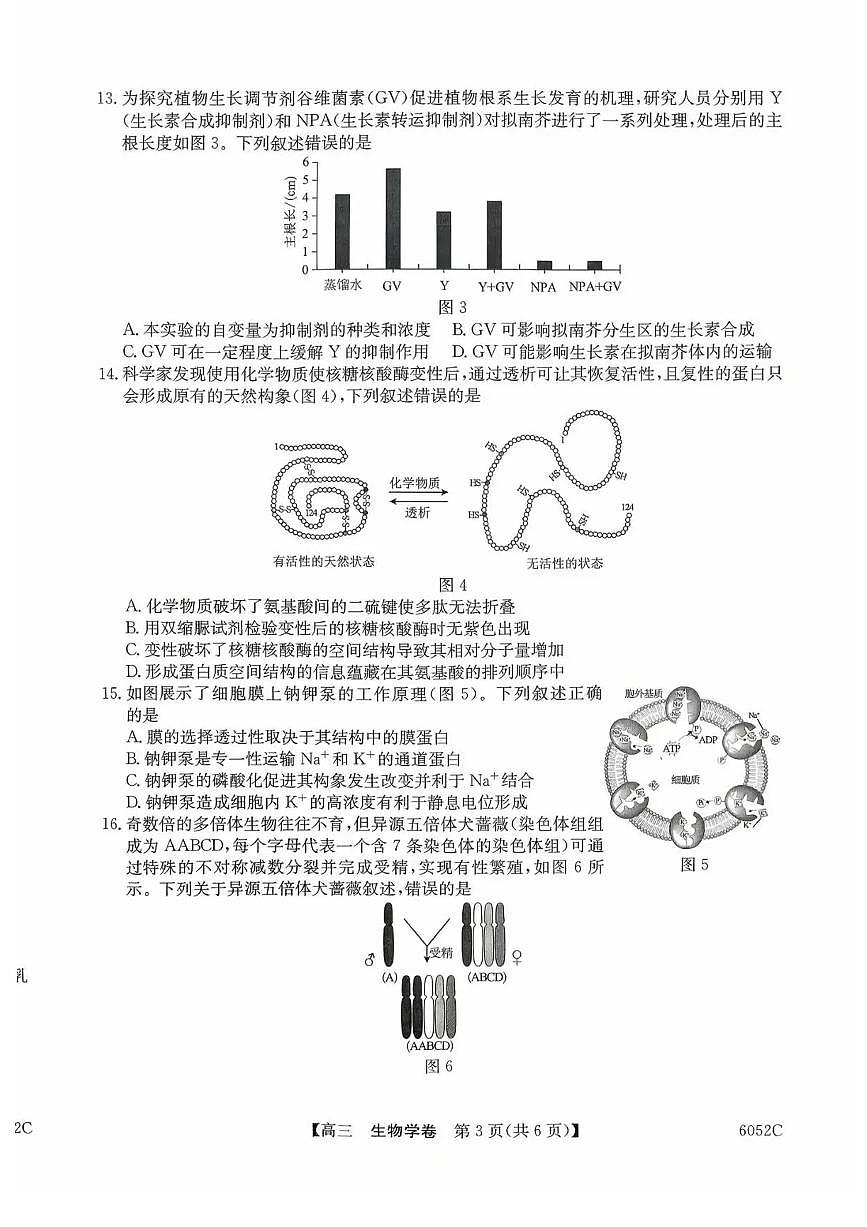 广东省清远市2026届高三上学期10月教学质量检测（一）生物试题+答案第3页