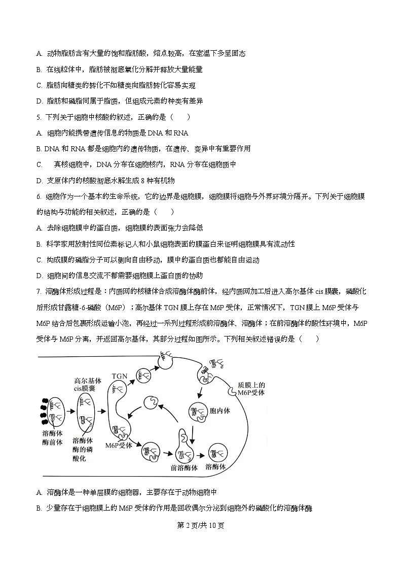 湖南省百师联盟2026届高三一轮复习第一次调研考生物试题（原卷版）第2页