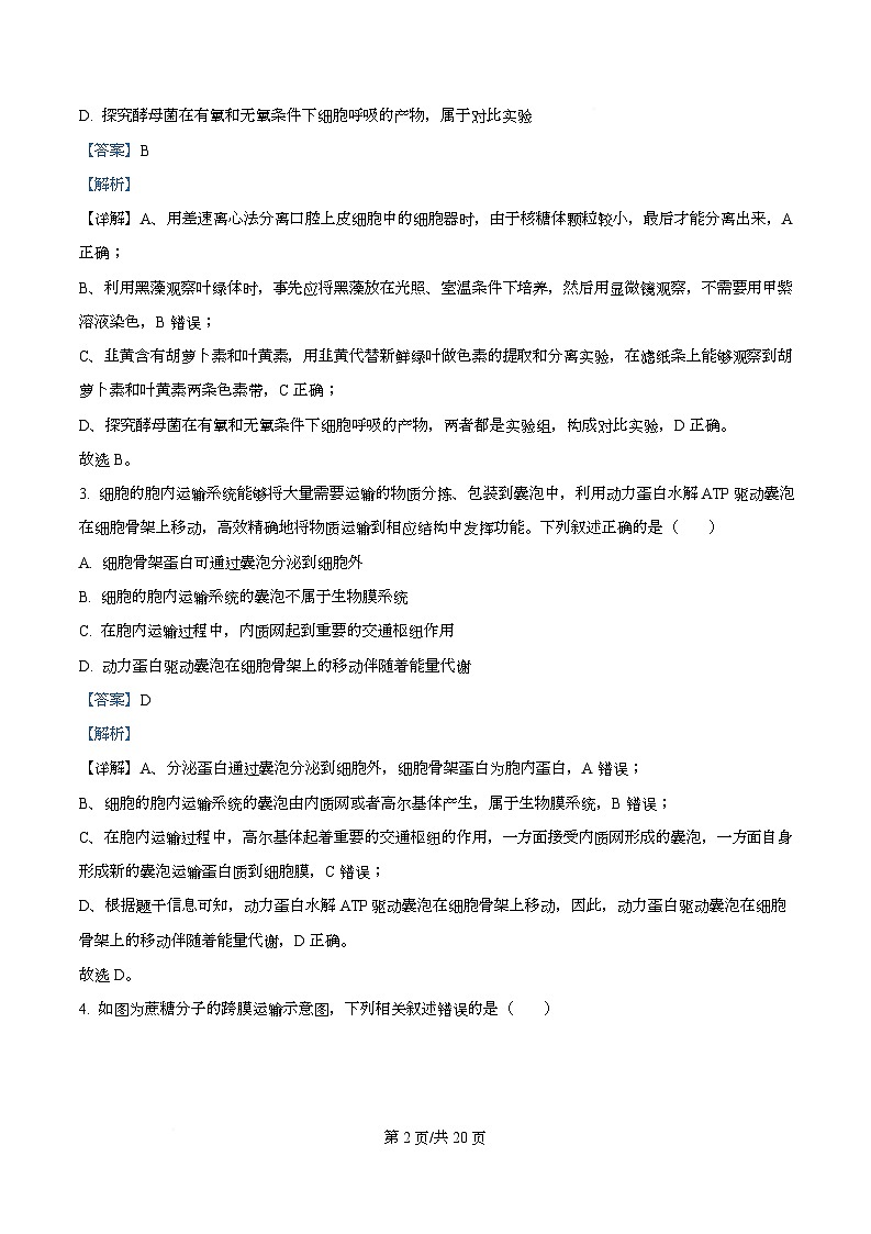 湖南省多校联考2026届高三上学期10月月考生物试题 Word版含解析第2页