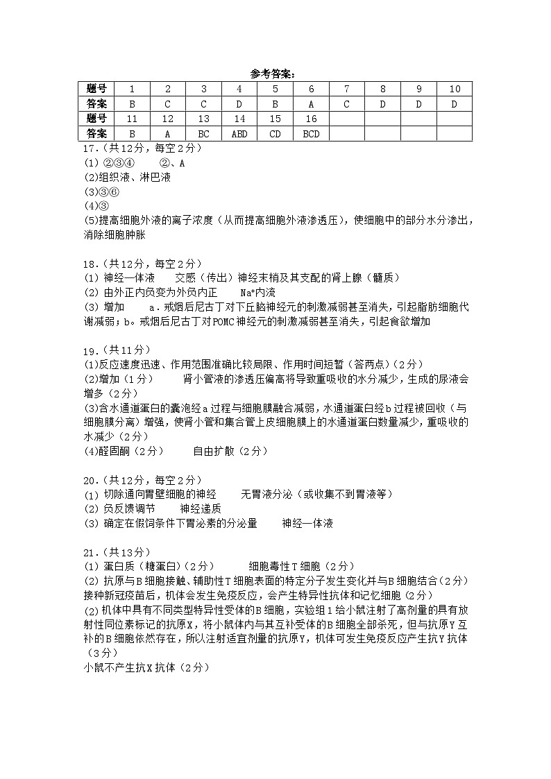 邵东一中2024年下学期高二第一次月考生物学科参考答案第1页