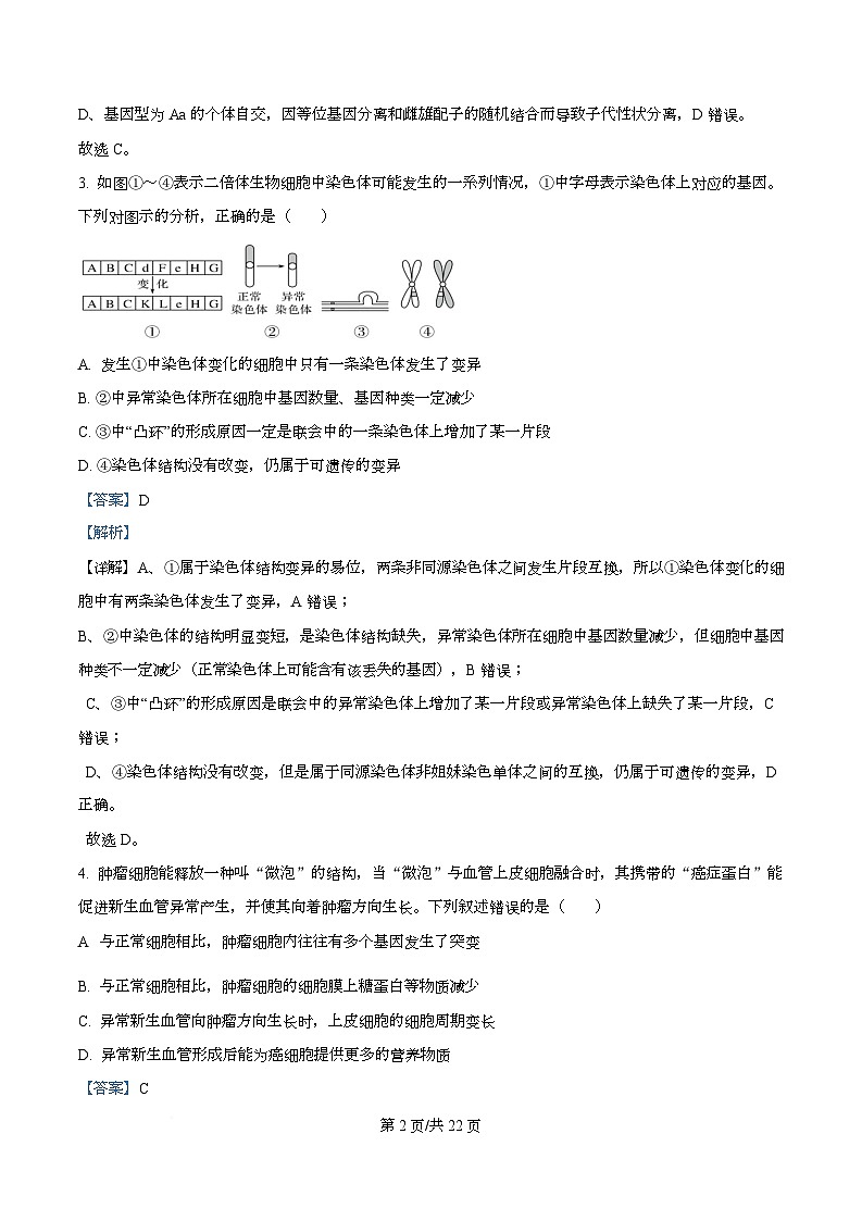 重庆市万州第二高级中学2025-2026学年高二上学期10月月考生物试题  Word版含解析第2页
