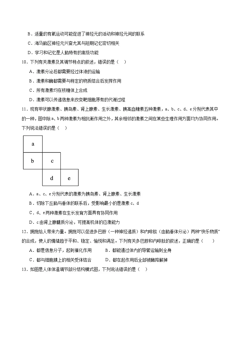 山东省部分学校2025-2026学年高二上学期10月联考生物试卷（Word版附答案）第3页
