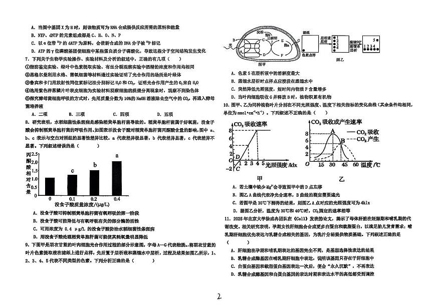 河北省衡水市冀州区河北冀州中学2025-2026学年高三上学期10月月考生物试题第2页