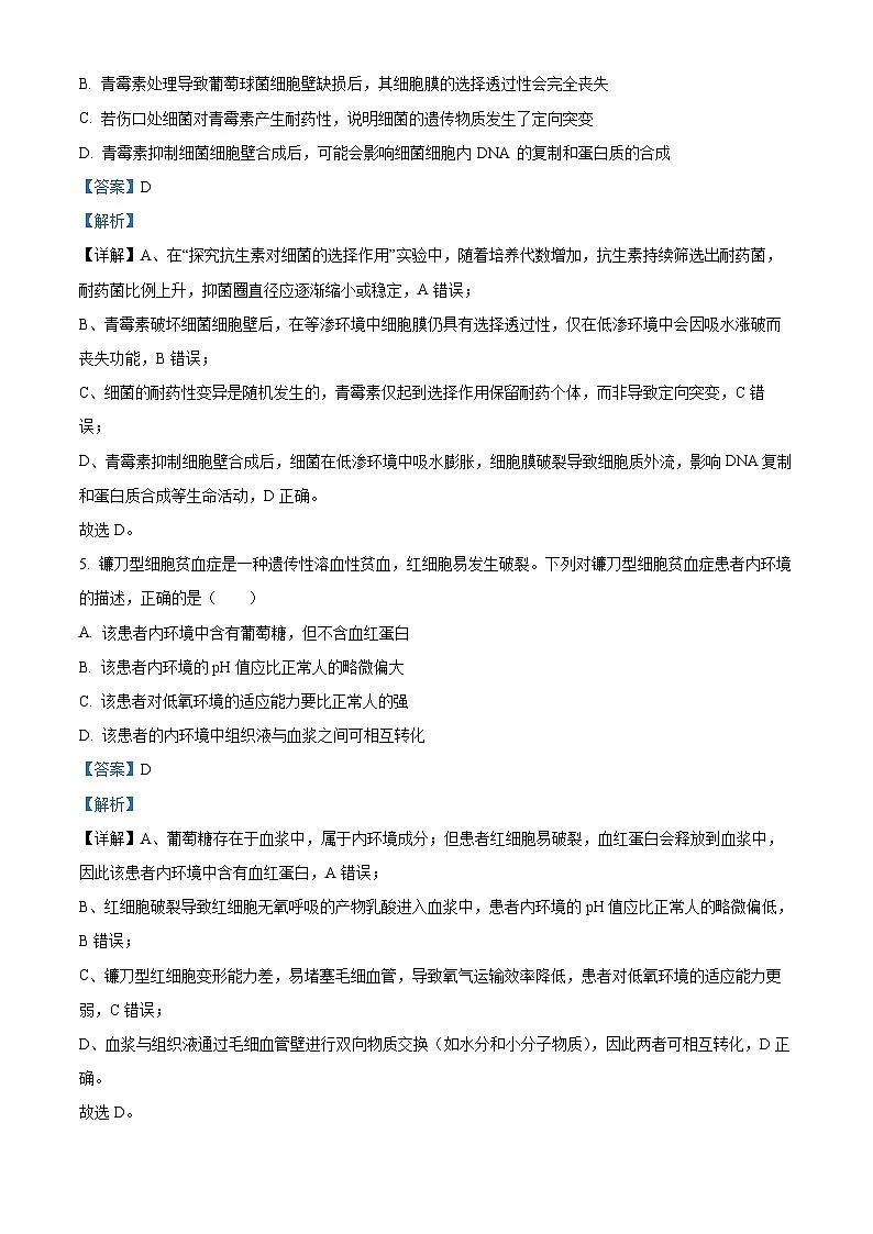 湖北省襄阳市第四中学2025-2026学年高二上学期10月月考生物试题 Word版含解析第3页