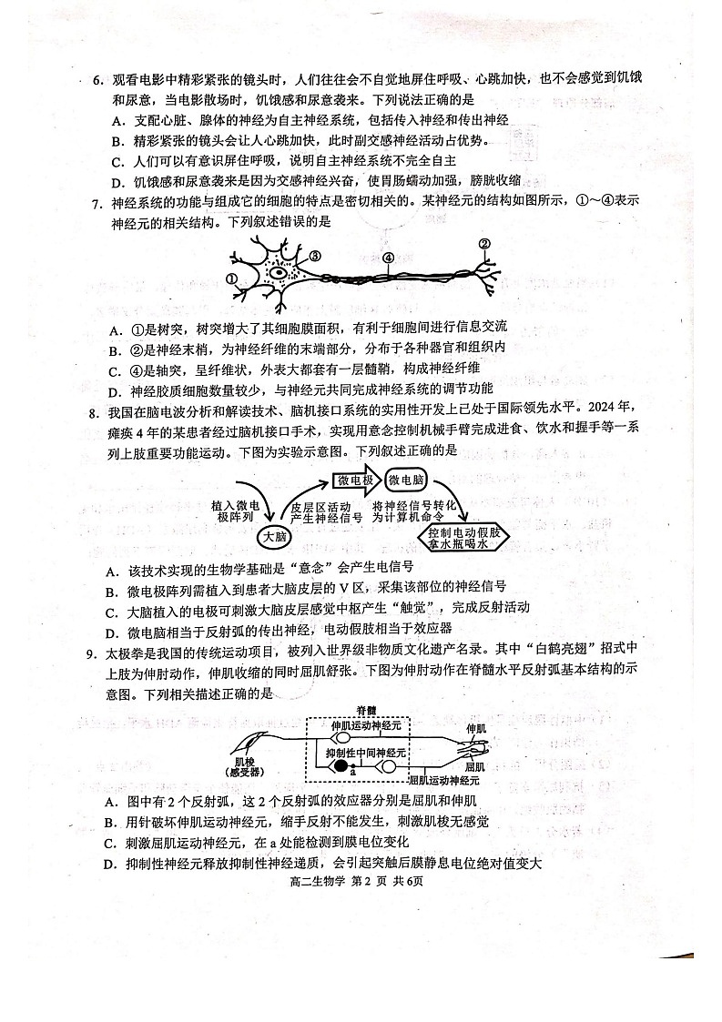 广西壮族自治区河池市十校联考2025-2026学年高二上学期10月月考生物试卷第2页