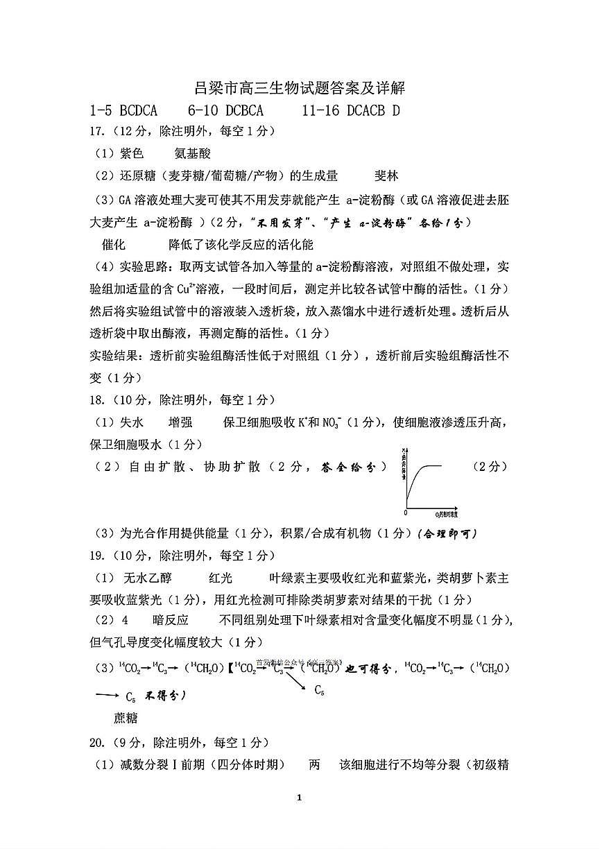 生物答案第1页