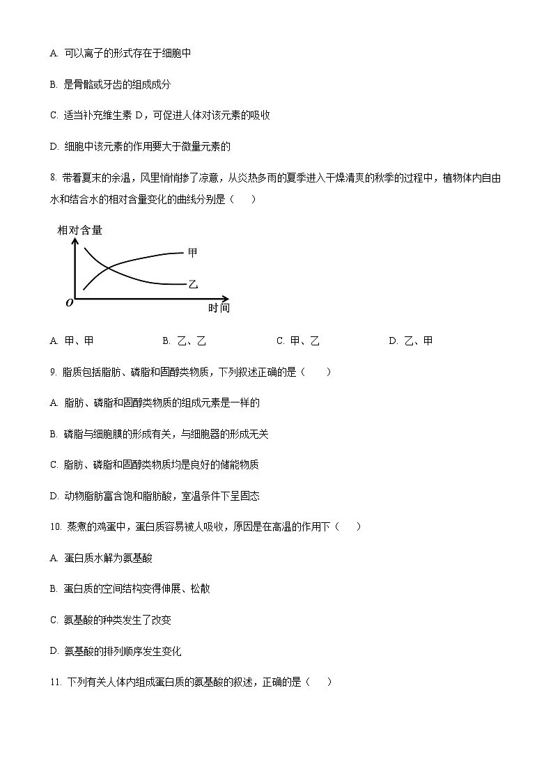 河北省邢台市沙河市2025-2026学年高一上学期10月月考生物试题（含答案）第3页