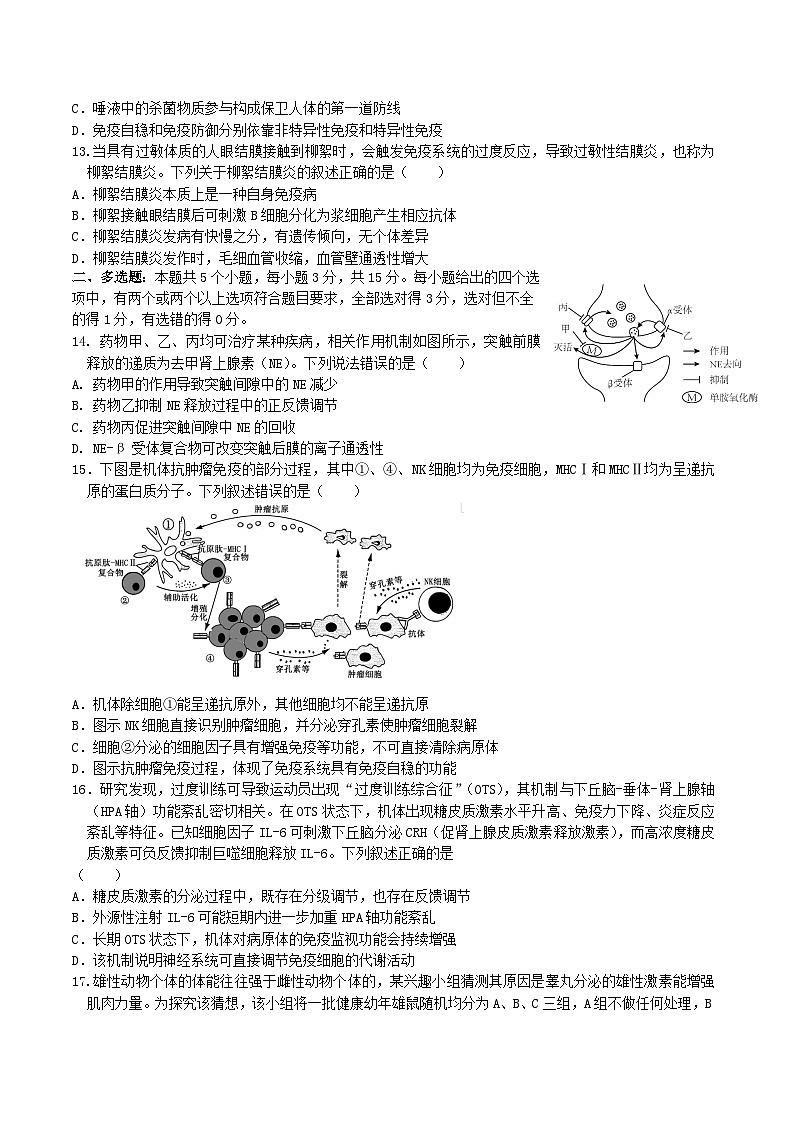 河北省保定市四校2025-2026学年高二上学期10月月考生物试卷（Word版附答案）第3页
