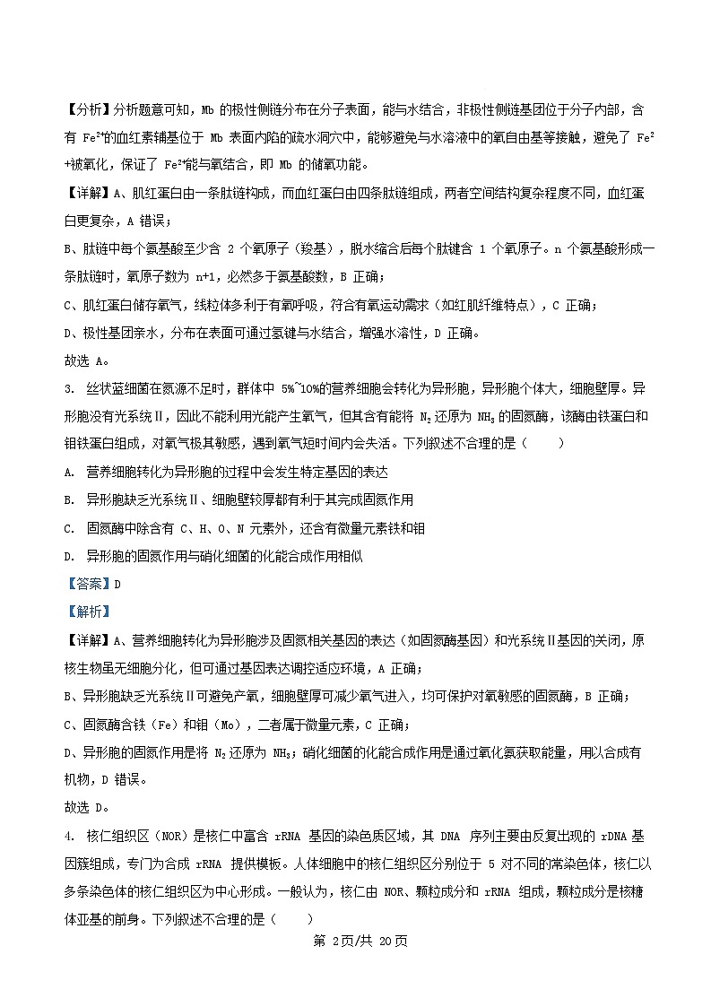 重庆市沙坪坝区2025_2026学年高三生物上学期10月月考试题含解析第2页