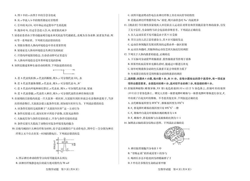 天一大联考湖南省2025-2026学年高二上学期10月联考生物试卷第2页