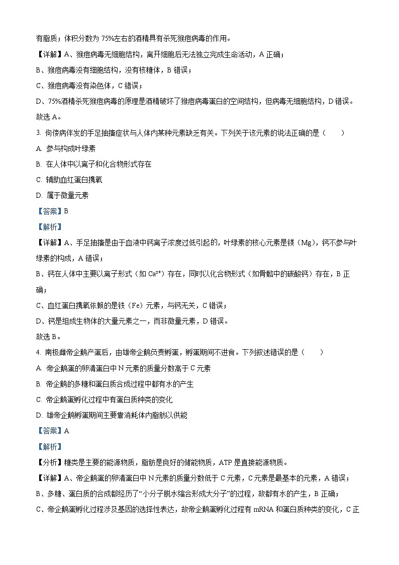湖北省荆州中学2025-2026学年高一上学期10月月考生物试卷 Word版含解析第2页
