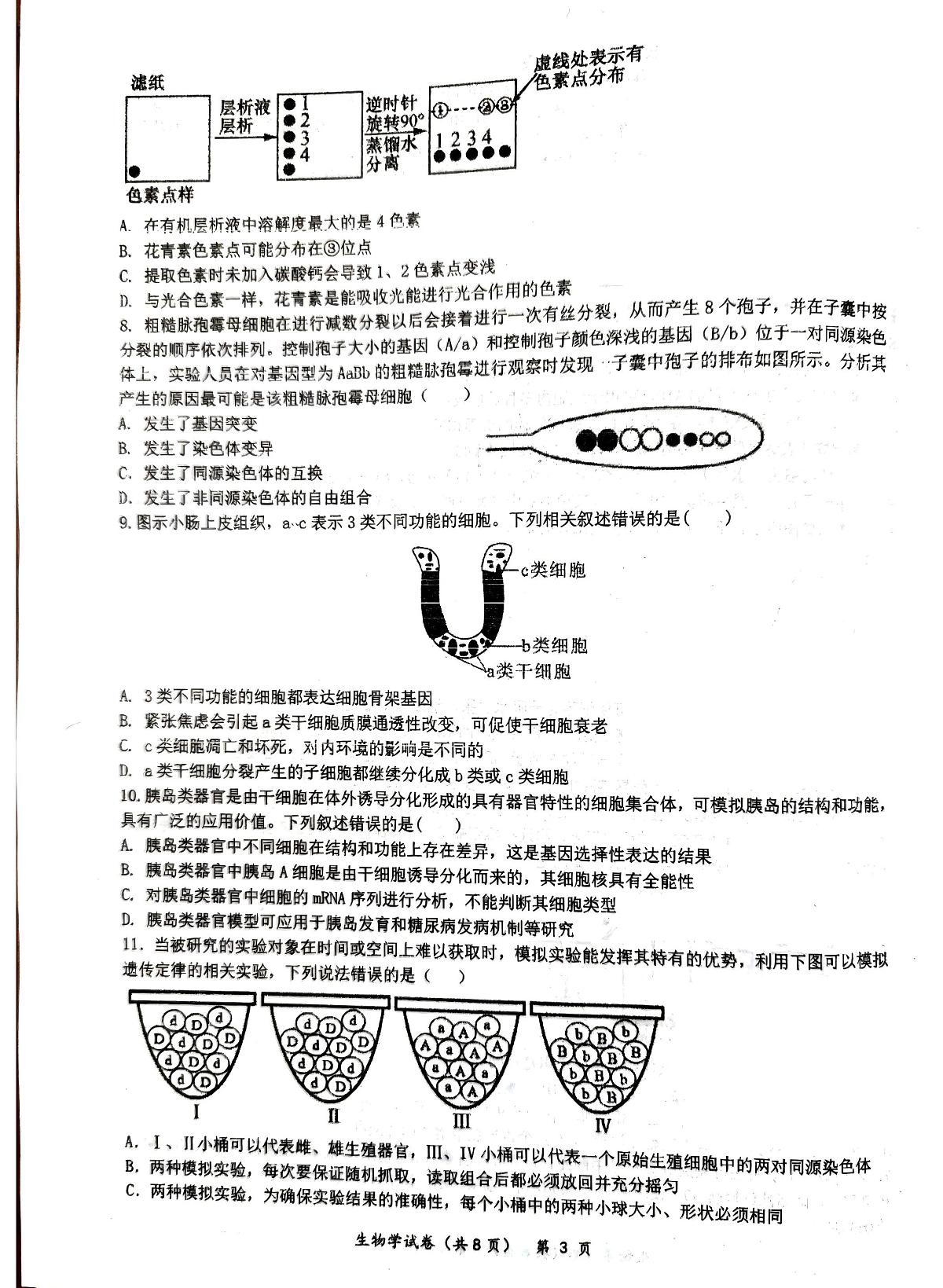 湖北省仙桃中学2025-2026学年高三上学期期中考试生物试题第3页